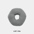 Load image into Gallery viewer, A gray ribbed corduroy donut-shaped cushion or ring-shaped pillow, shown from a top-down view on a light gray background with the text '4.33*1.
