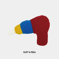 Load image into Gallery viewer, A small ribbed knit toy shaped like a hair dryer, shown on a light gray background with black text below reading 5.91*4.
