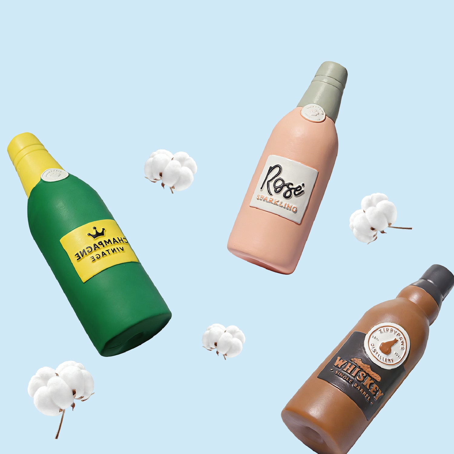 Floating Latex Wine Bottle Dog Toy – Squeaky & Interactive