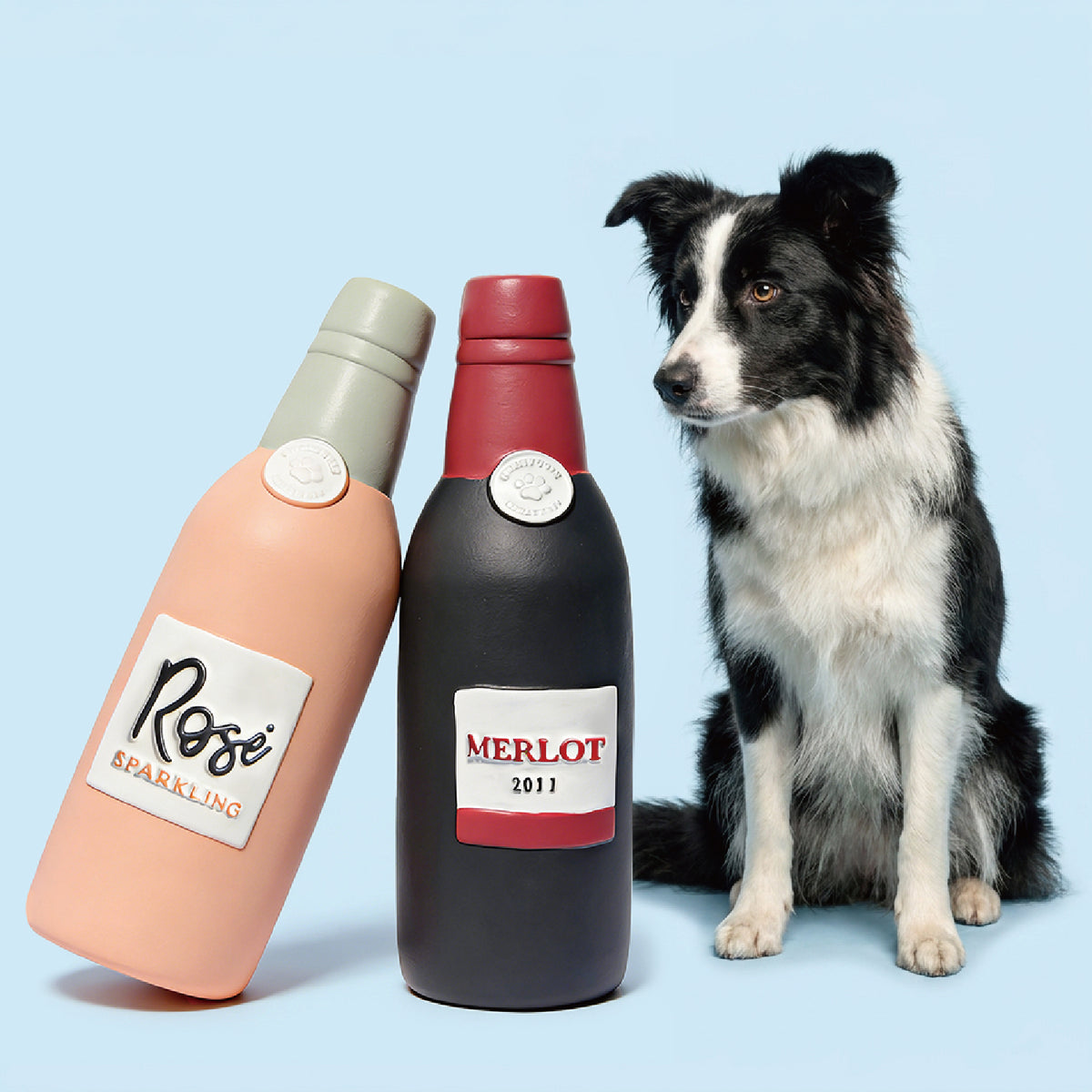 Floating Latex Wine Bottle Dog Toy – Squeaky & Interactive