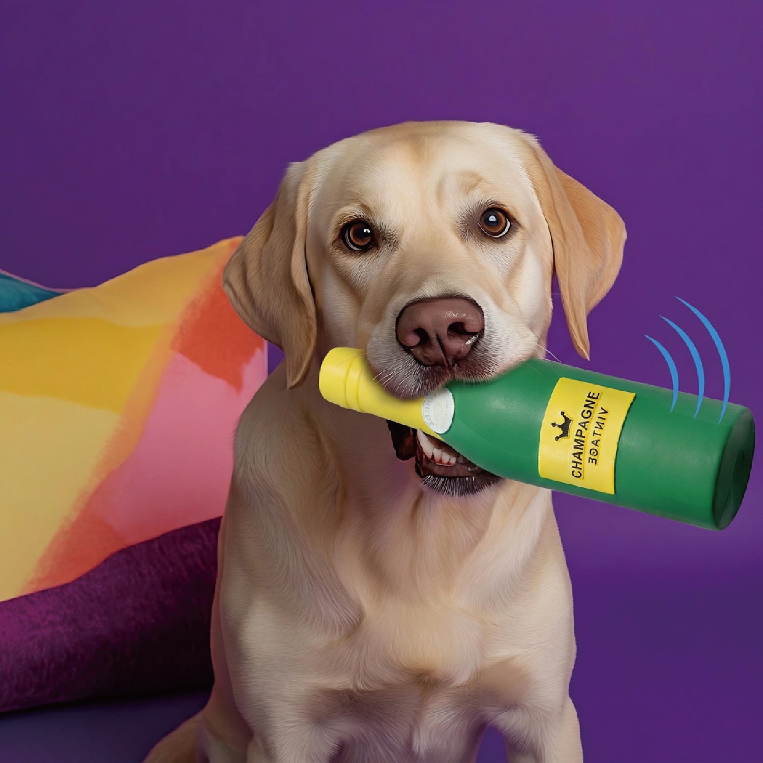Floating Latex Wine Bottle Dog Toy – Squeaky & Interactive