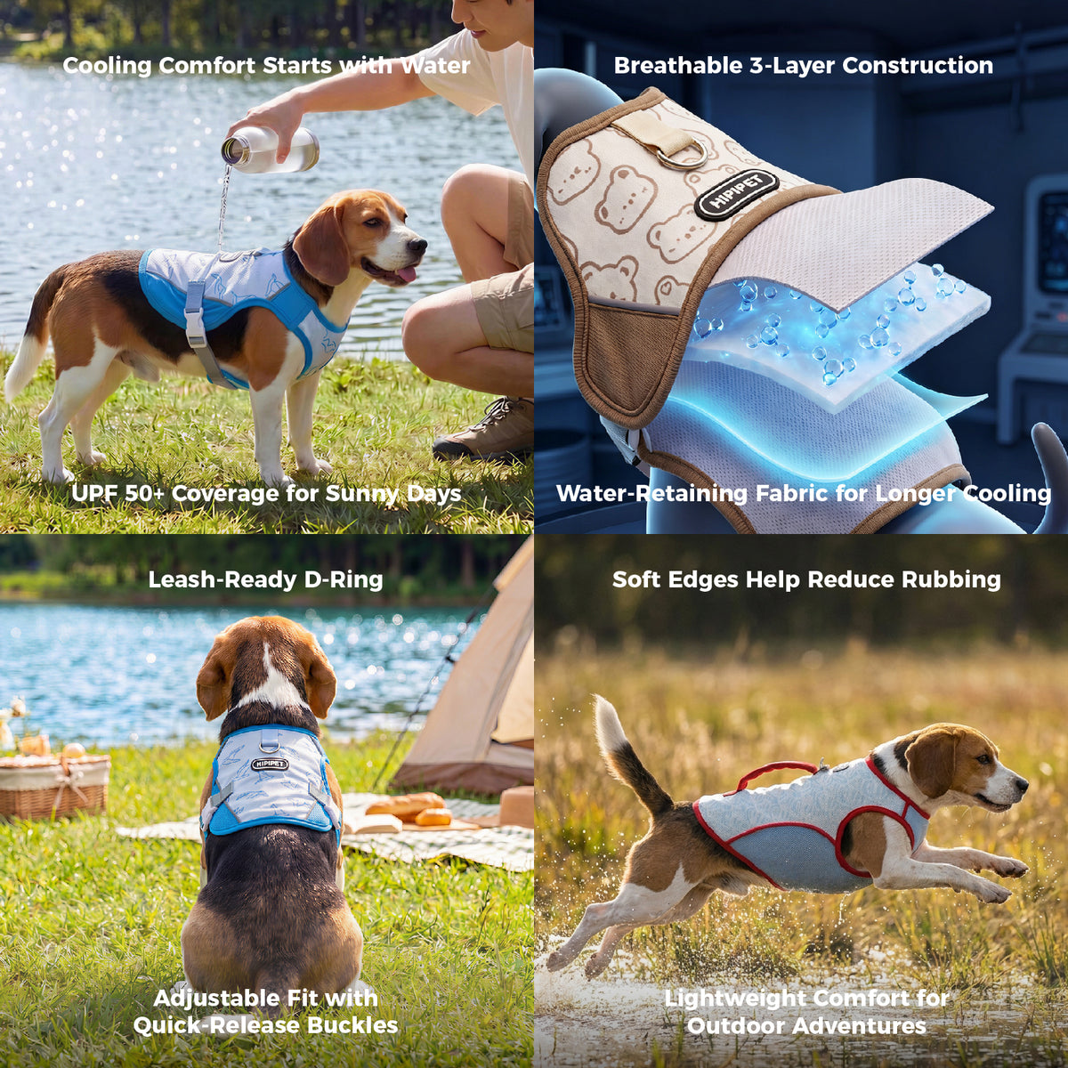 Adjustable Water-Activated Cooling Vest for Dogs