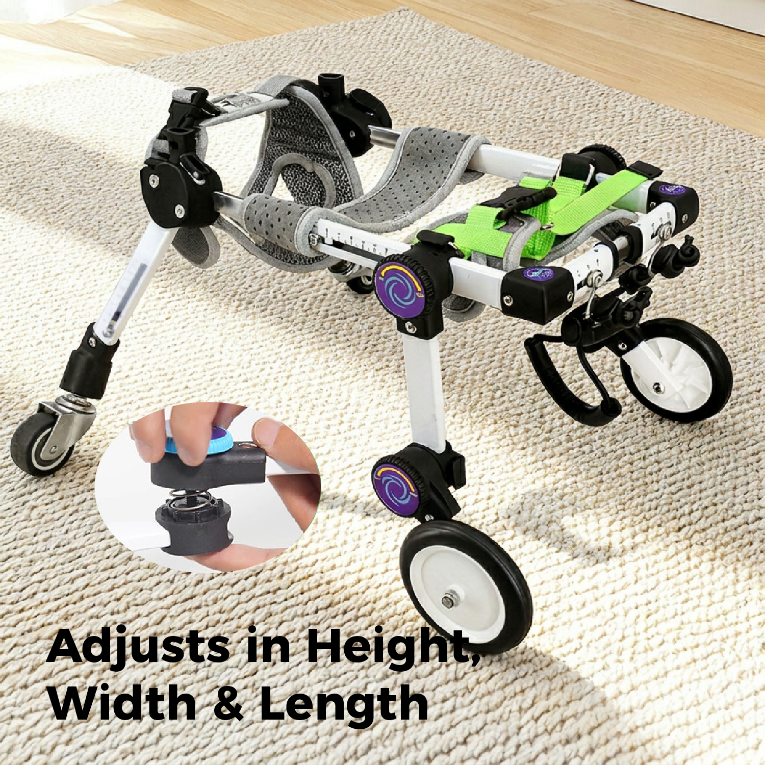 Adjustable Full-Support Dog Wheelchair for small Dogs