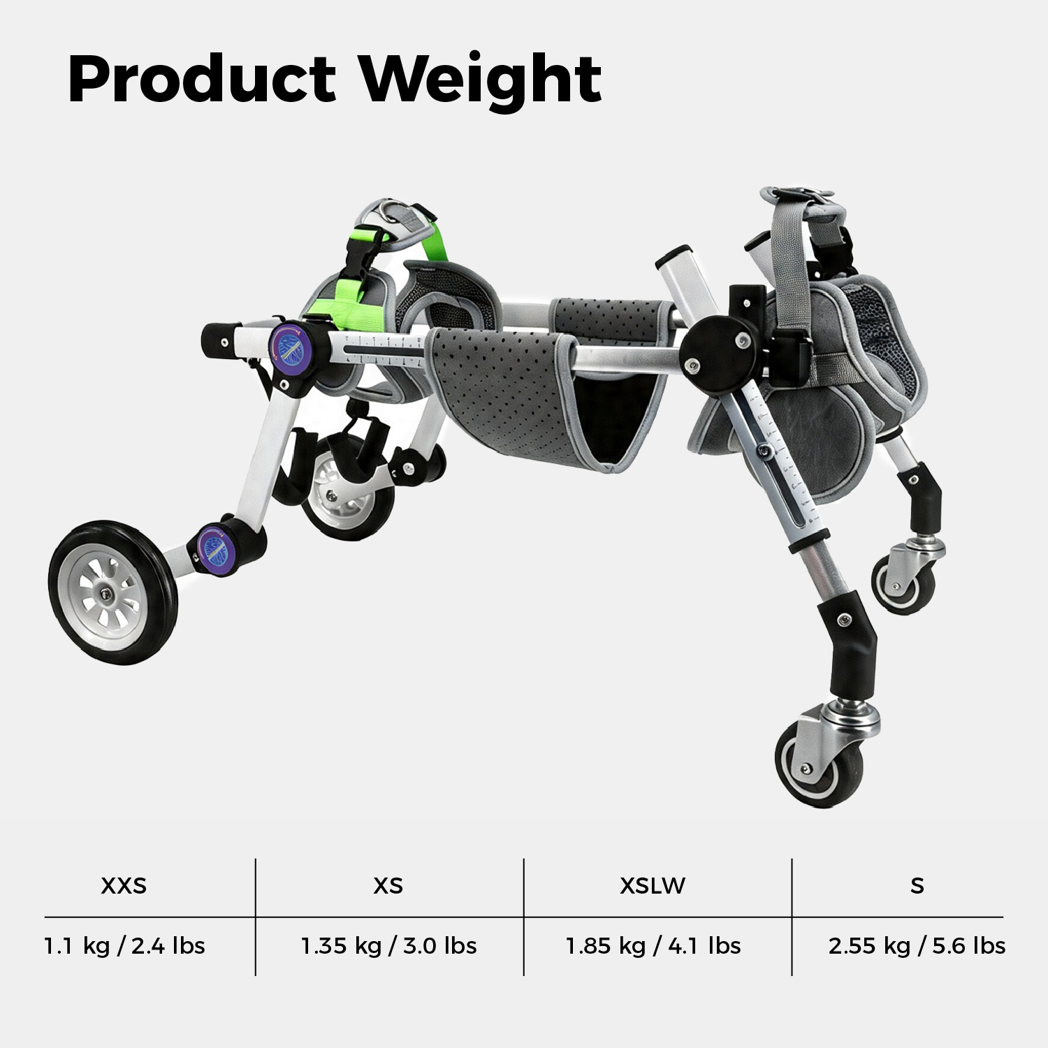 Adjustable Full-Support Dog Wheelchair for small Dogs