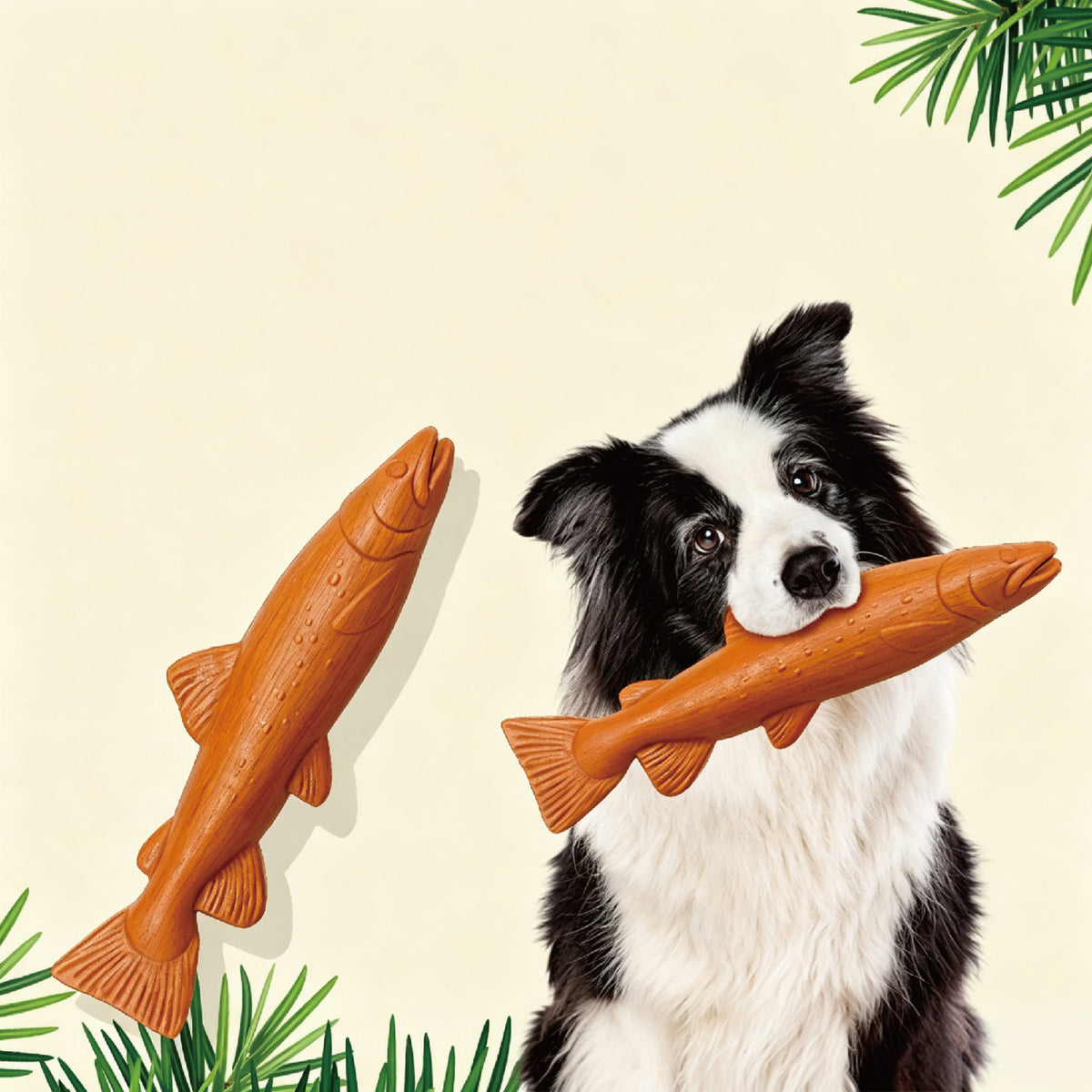 Natural Pine Wood Dog Chew Toys | Antler & Fish Shaped Durable Chew Sticks