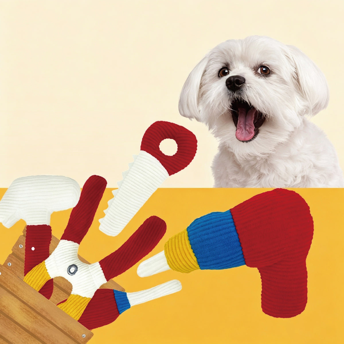 Tool Shaped Dog Toys | Corduroy Squeaky Chew Toys Set