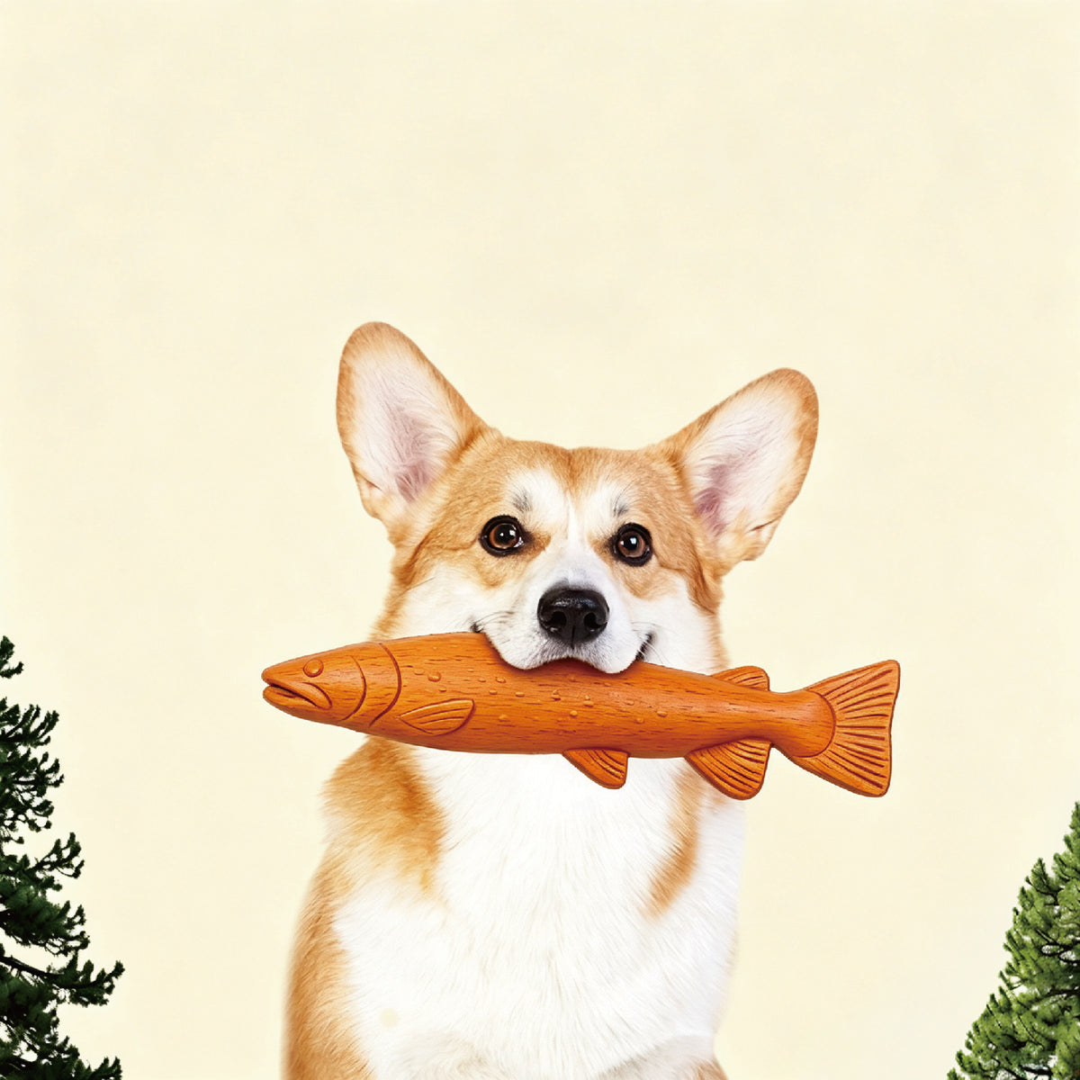 Natural Pine Wood Dog Chew Toys | Antler & Fish Shaped Durable Chew Sticks