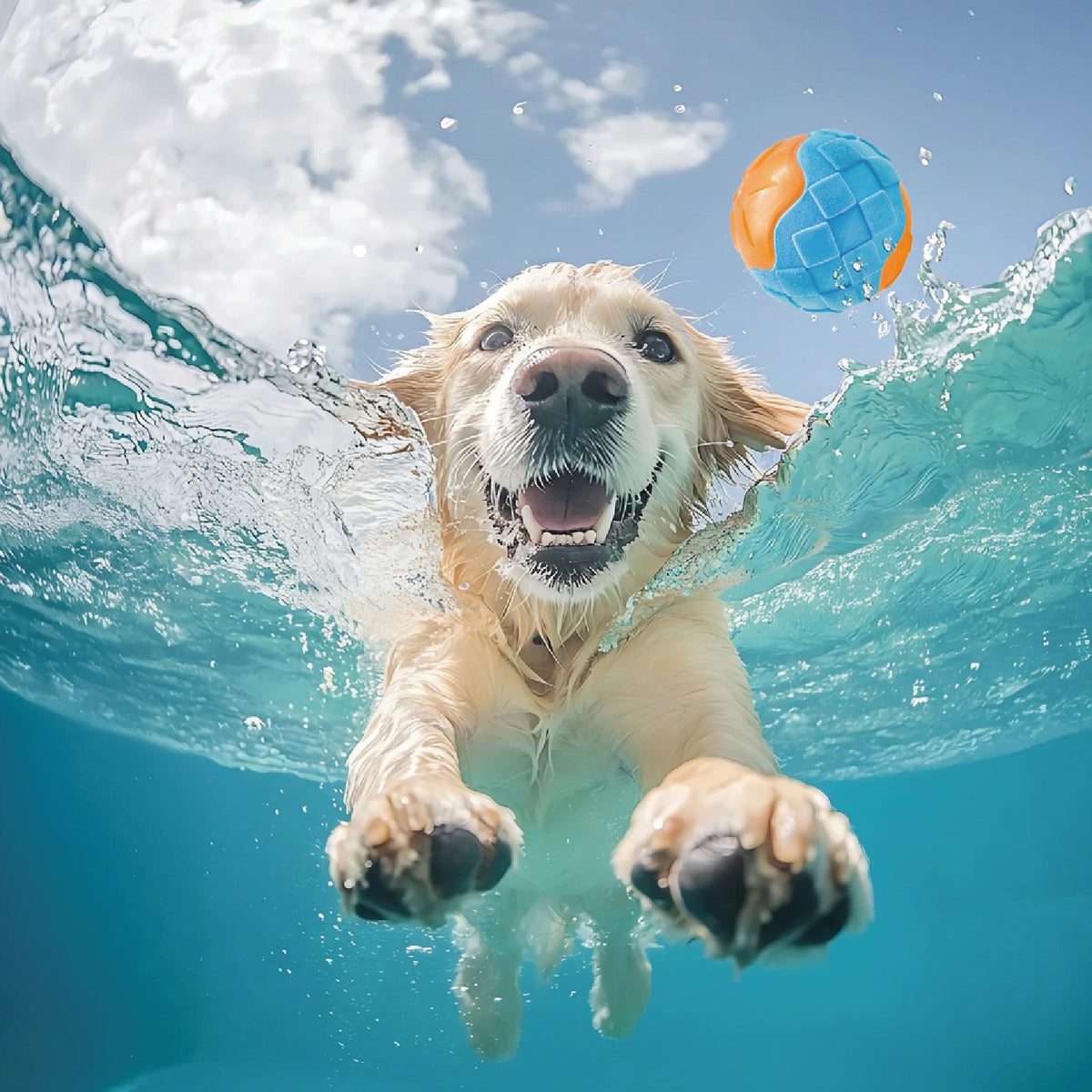 Floating Dog Toys Set | Squeaky Water Balls & Chew Bones for Pool Play