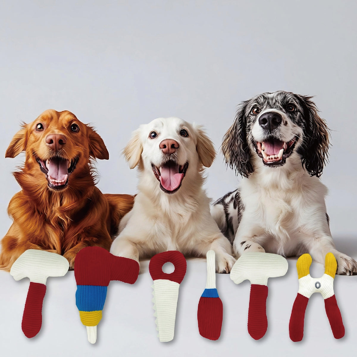 Tool Shaped Dog Toys | Corduroy Squeaky Chew Toys Set