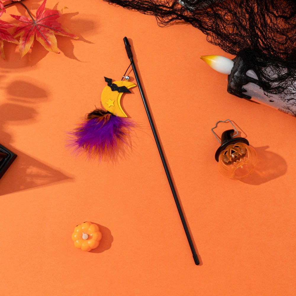Halloween Feather Teaser Wand Toy for Cats