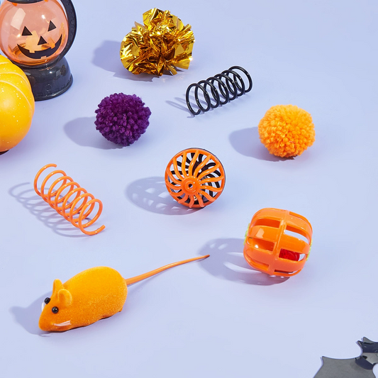 Halloween Pumpkin Cat Toy Set – Fun & Interactive