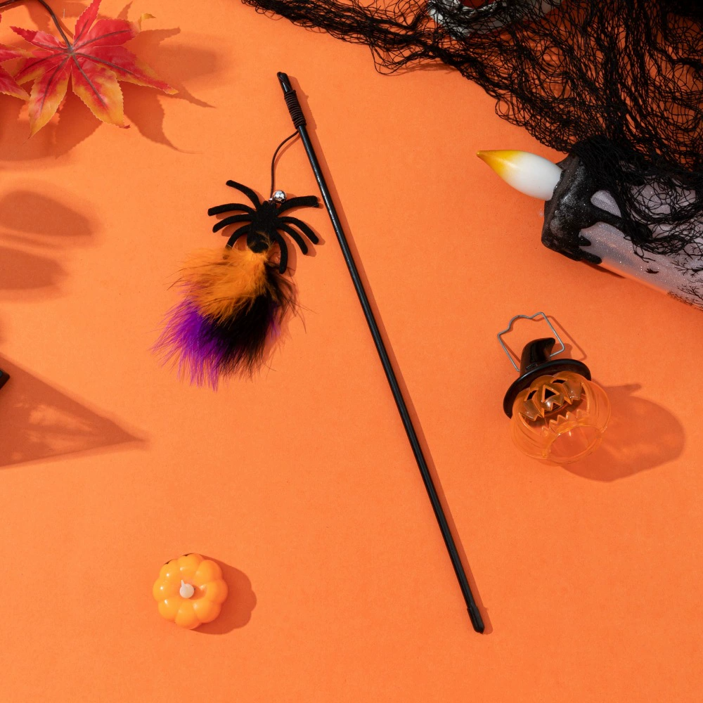 Halloween Feather Teaser Wand Toy for Cats