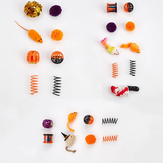 Halloween Pumpkin Cat Toy Set – Fun & Interactive