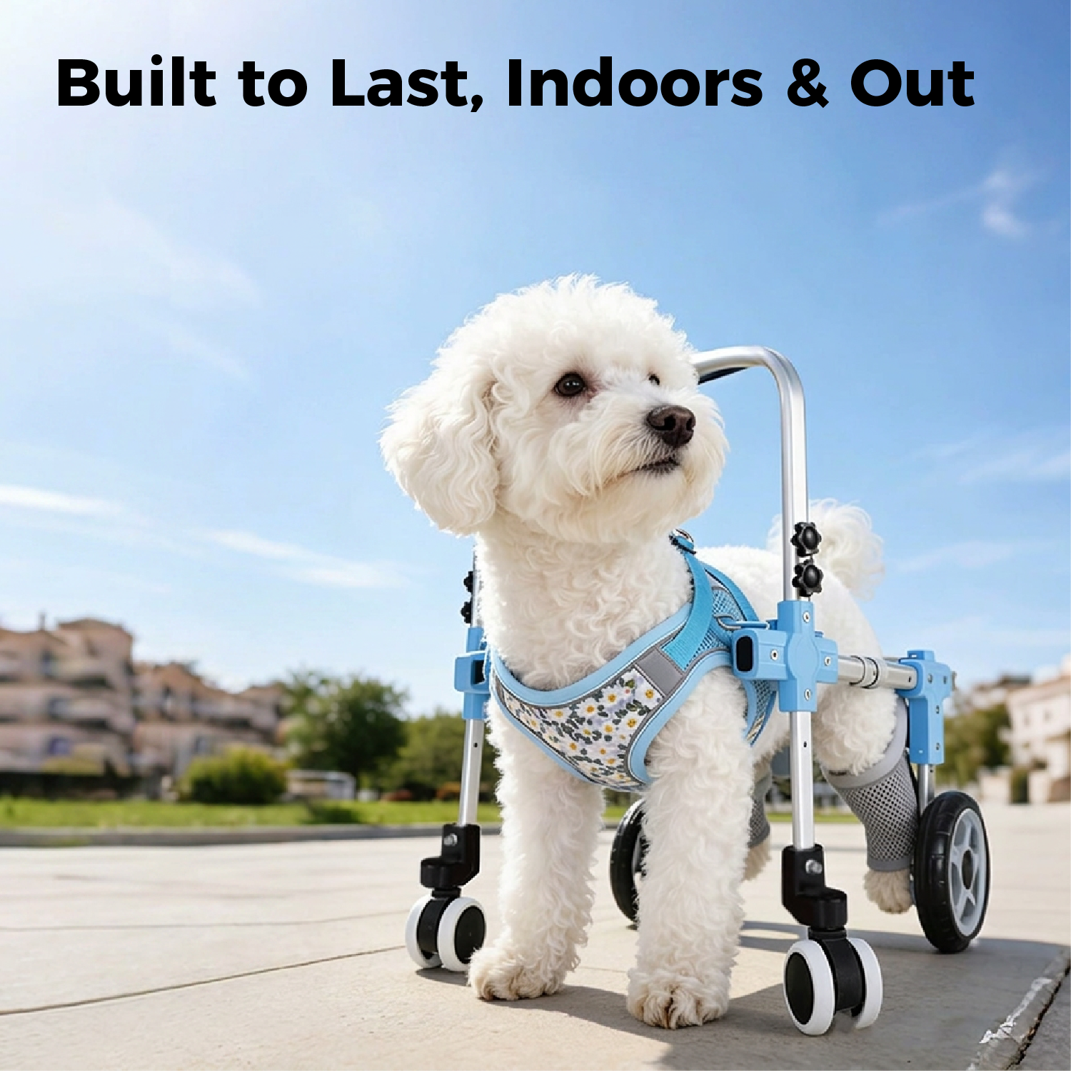 Adjustable 4/2-Wheel Full-Support Dog Wheelchair for Small Dogs