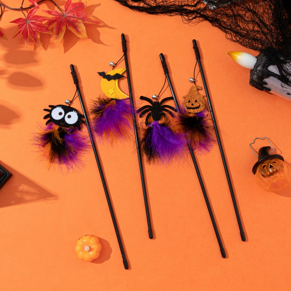 Halloween Feather Teaser Wand Toy for Cats