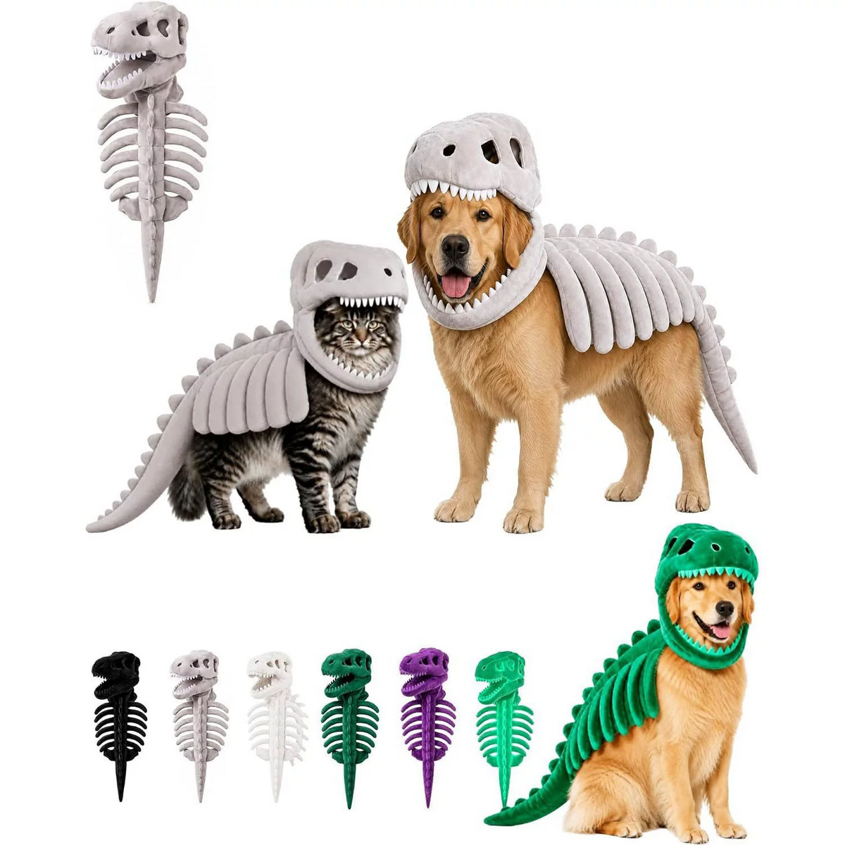 Dark Dinosaur Skeleton Pet Costume