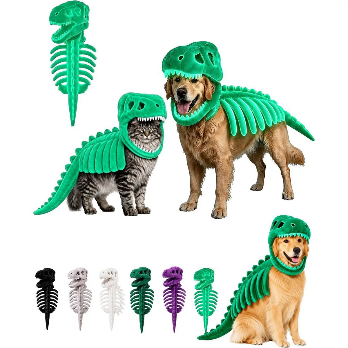 Dark Dinosaur Skeleton Pet Costume