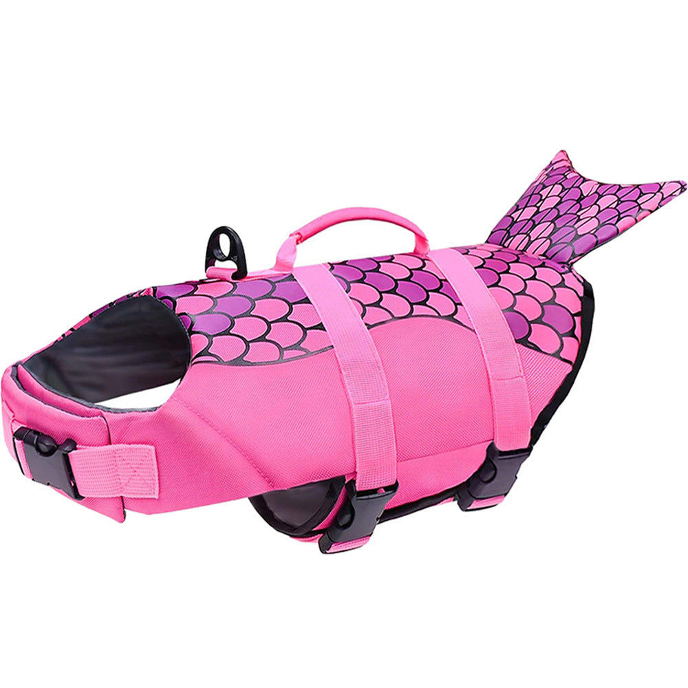 Mermaid Dog Life Jacket, Adjustable Dog Swimming Vest with Reflective Scales
