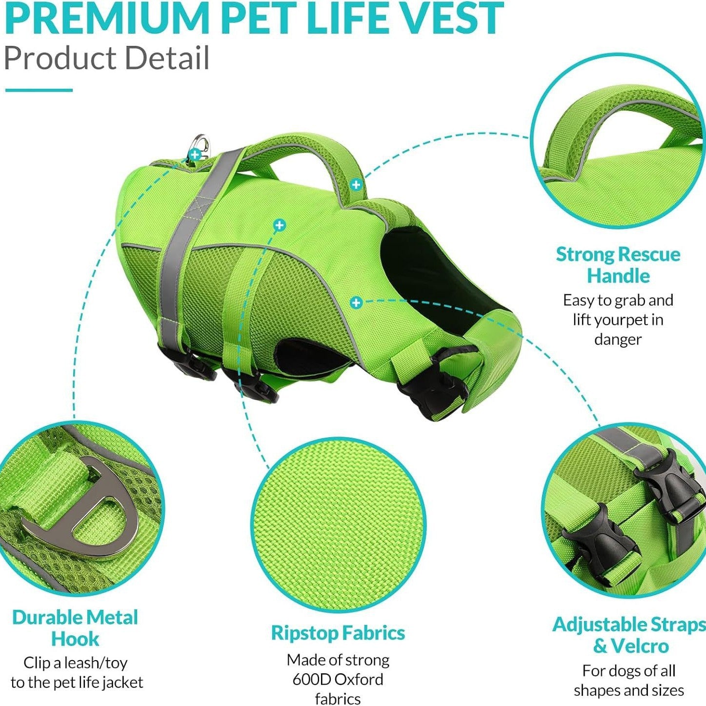 Dog Life Vest, High Flotation for Swimming, Boating & Beach