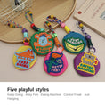 Load image into Gallery viewer, Five playful styles of embroidered pouch keychains
