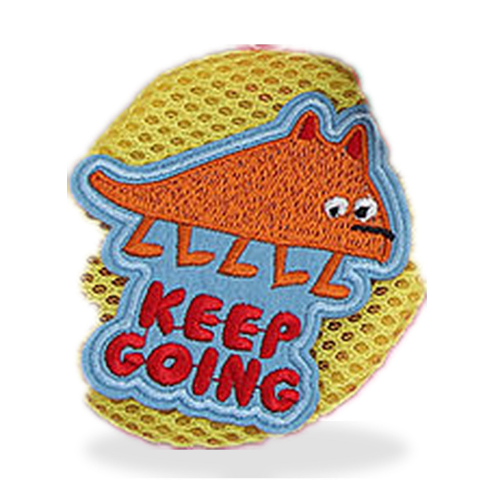 Keep Going style — mesh pouch keychain