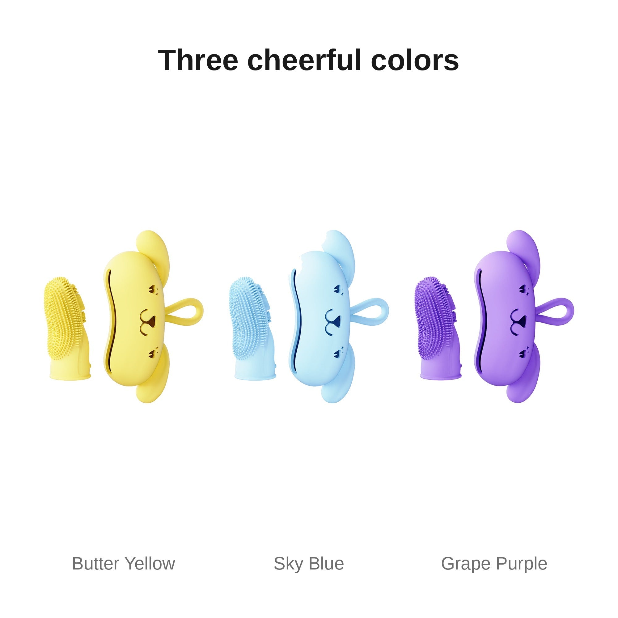 Three color options: butter yellow, sky blue, grape purple