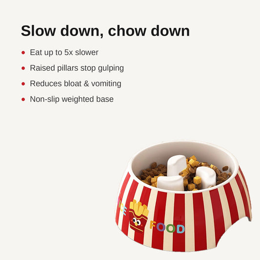 Feature highlights of retro slow feeder dog bowl