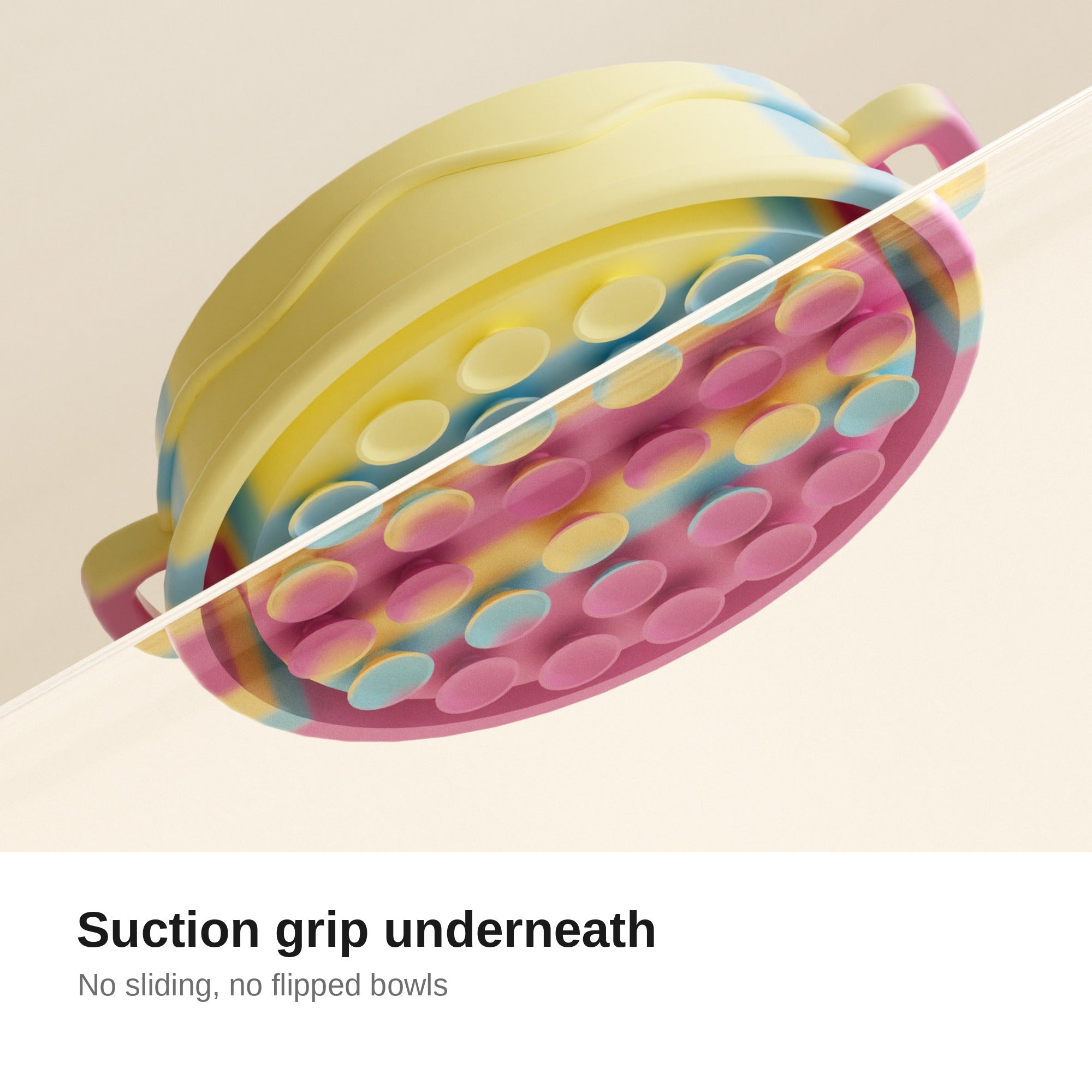 Suction base underneath the silicone bowl