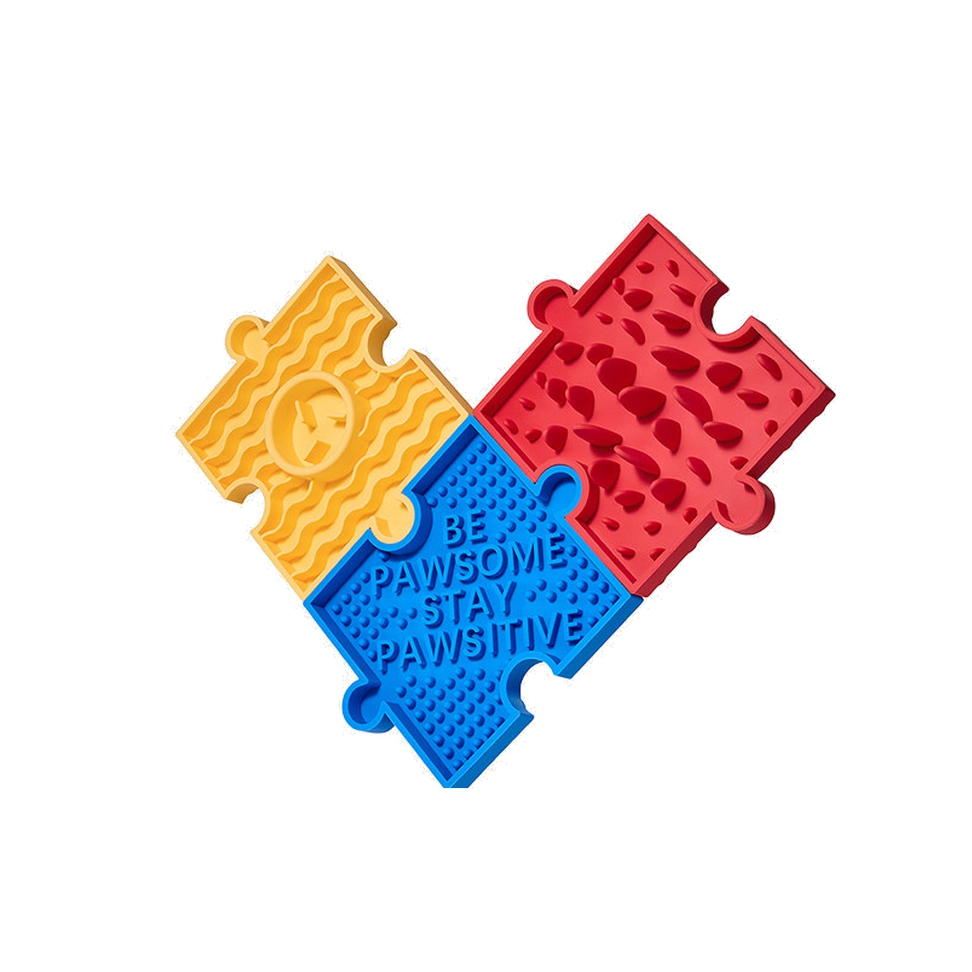 Puzzle lick mat set of three on white background