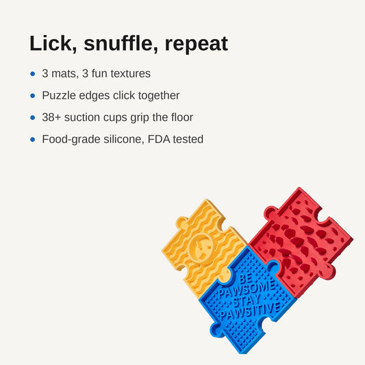 Feature highlights of puzzle lick mat set