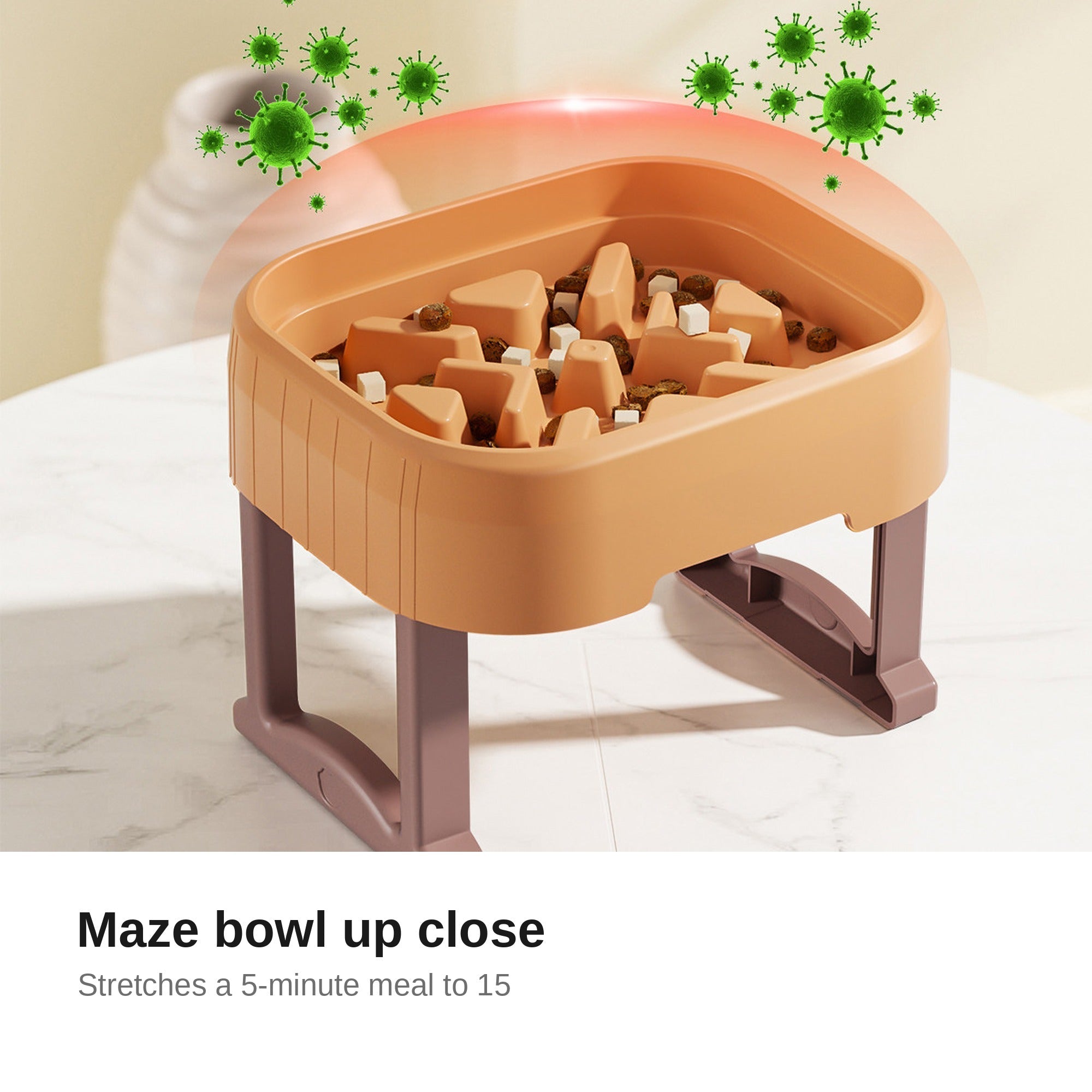 Slow-feed maze bowl close-up
